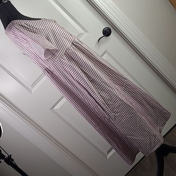 Zolucky Mauve and Eggplant Striped Lightweight Dress with Pockets - Picture 3 of 9